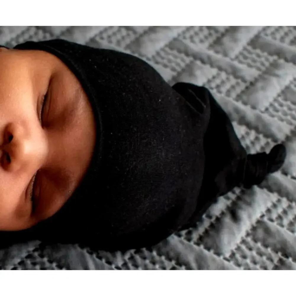 Little Sleepies 2 piece set gown newborn beanie infant black tie new knot mitten